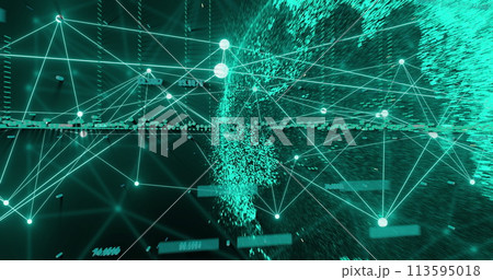 Image of data and network of connections over globe 113595018
