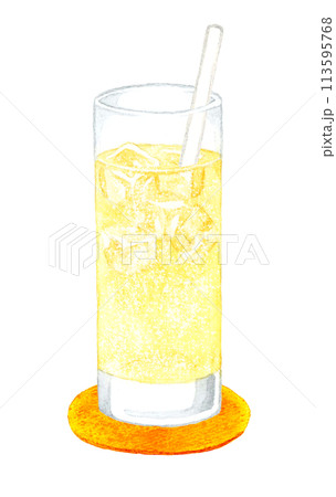 ジンジャーエール　飲み物の手描き水彩イラスト素材 113595768