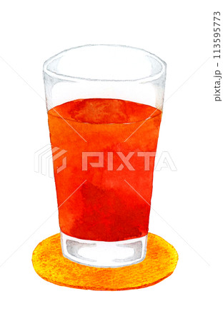 トマトジュース 飲み物の手描き水彩イラスト素材 トマトジュース 飲み物の手描き水彩イラスト素材 113595773
