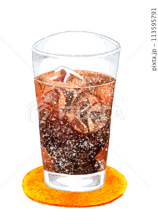 コーラ　飲み物の手描き水彩イラスト素材 113595791