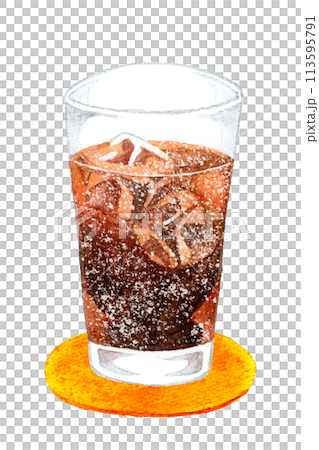 可樂飲料手繪水彩插畫素材 113595791
