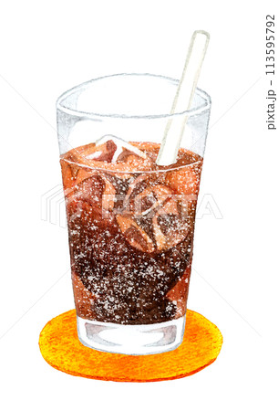 コーラ　飲み物の手描き水彩イラスト素材 113595792