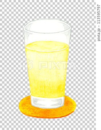 柚子汁飲料手繪水彩插畫素材 113595797