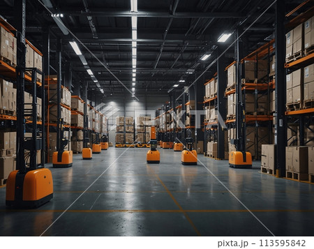 物流倉庫　自動化イメージ [AI生成・プロ仕上げ] 113595842