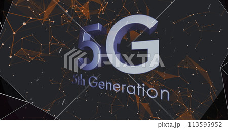 Image of 5g 5th generation text over network of black connections in background Image of 5g 5th generation text over network of black connections in background 113595952