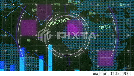Image of scope scanning with numbers changing and statistics recording 113595989