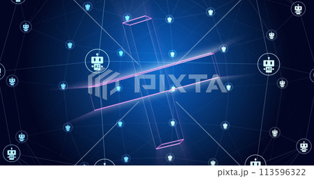 Image of ai text and icon, data processing over networks Image of ai text and icon, data processing over networks 113596322