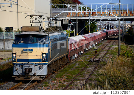 東海道支線を走るEF6652石灰石輸送列車 東海道支線を走るEF6652石灰石輸送列車 113597894