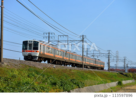 東海道本線を走る311系普通電車4両 113597896