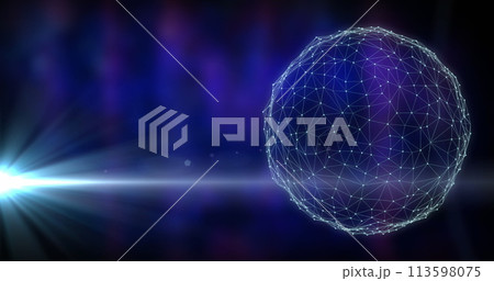 Image of globe with connections on dark background Image of globe with connections on dark background 113598075