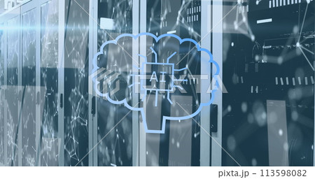 Image of ai data processing and networks over computer server room Image of ai data processing and networks over computer server room 113598082