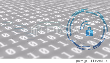 Image of padlock icon over data processing on white background 113598193