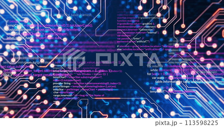 Image of data processing over blue background 113598225
