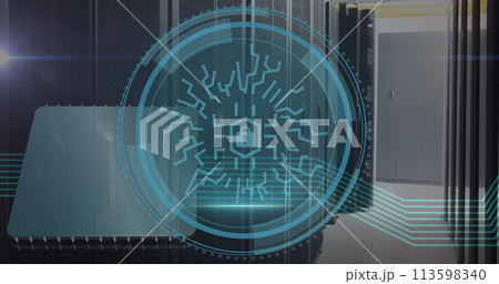 Image of padlock icon over data processing and server room Image of padlock icon over data processing and server room 113598340