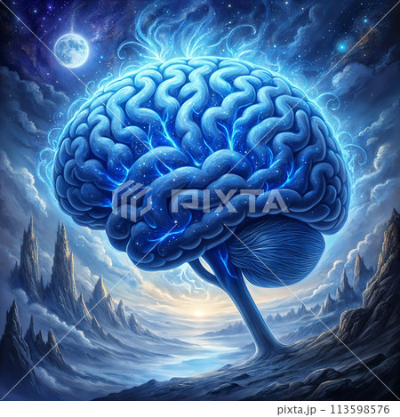A large blue brain 113598576