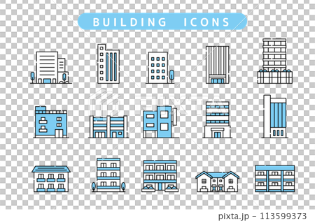 ビル 会社 マンション 建物 アイコン セット ビル 会社 マンション 建物 アイコン セット 113599373