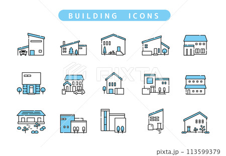 家 建物 アイコン セット 家 建物 アイコン セット 113599379