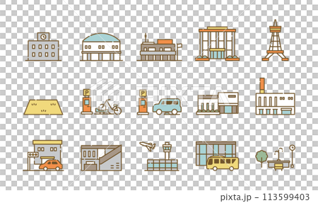 街　建物　アイコンセット 113599403
