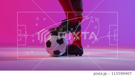Image of african american male soccer player over stadium drawing Image of african american male soccer player over stadium drawing 113599407