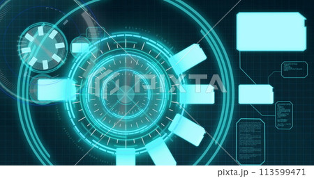 Image of scope scanning and data processing over digital screen Image of scope scanning and data processing over digital screen 113599471