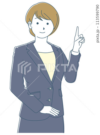 人差し指を立てる女性	 113599790