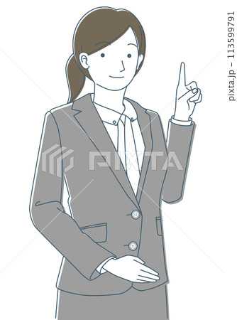 人差し指を立てる女性	 113599791