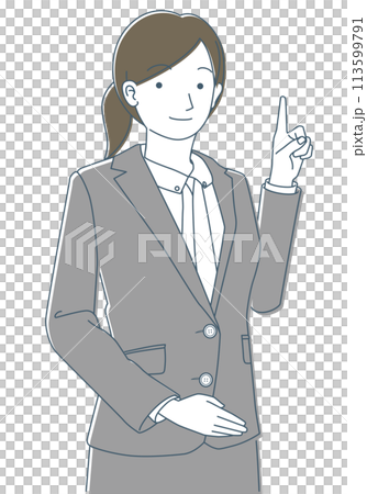 人差し指を立てる女性	 113599791