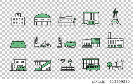 街　建物　アイコンセット 113599859