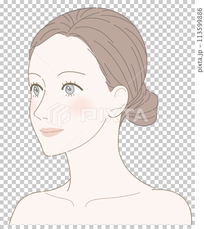 女性臉，斜臉，臉頰到肩膀 113599886