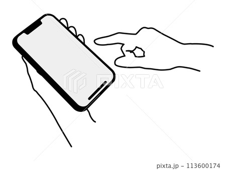 スマートフォンを持つ手 113600174