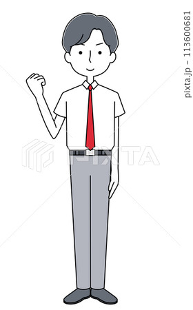 男子生徒のイラスト（夏服・ネクタイ） 113600681