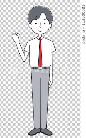 男子生徒のイラスト（夏服・ネクタイ） 113600681