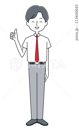 男子生徒のイラスト（夏服・ネクタイ） 113600683