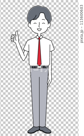 男子生徒のイラスト（夏服・ネクタイ） 113600683