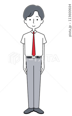 男子生徒のイラスト(夏服・ネクタイ) 男子生徒のイラスト(夏服・ネクタイ) 113600684