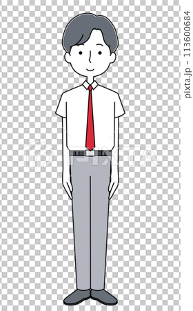 男子生徒のイラスト(夏服・ネクタイ) 男子生徒のイラスト(夏服・ネクタイ) 113600684