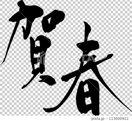 The characters for "Happy Spring" written by hand with a brush The characters for "Happy Spring" written by hand with a brush 113600922