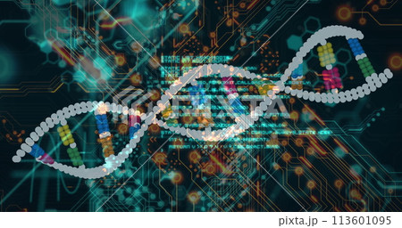 Image of medical data processing over dark background 113601095