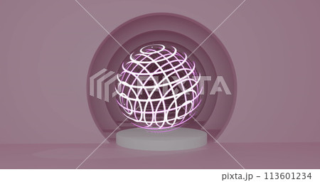 Image of moving globe over gray circles 113601234