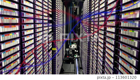 Image of medical data processing over server room 113601320