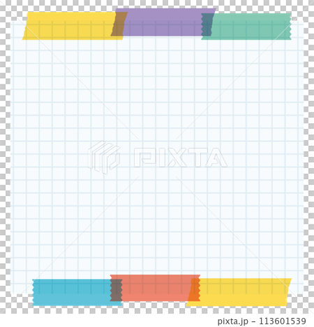 淺藍色方格紙和膠帶備忘錄背景正方形 淺藍色方格紙和膠帶備忘錄背景正方形 113601539