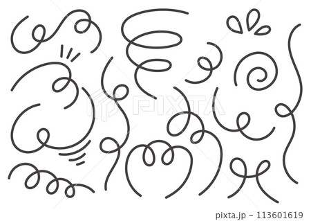 Swash vector lines. Curly hand drawn underlines. Swirl swishes and swooshes strokes. Squiggle decorative shapes. Wind motion wavy flow. Scroll cartoon doodles. Swash vector lines. Curly hand drawn underlines. Swirl swishes and swooshes strokes. Squiggle decorative shapes. Wind motion wavy flow. Scroll cartoon doodles. 113601619