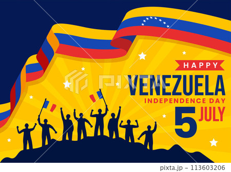Happy Venezuela Independence Day Vector Illustration on 5 July with Flags, Balloon and Confetti in Memorial Holiday Flat Cartoon Background 113603206