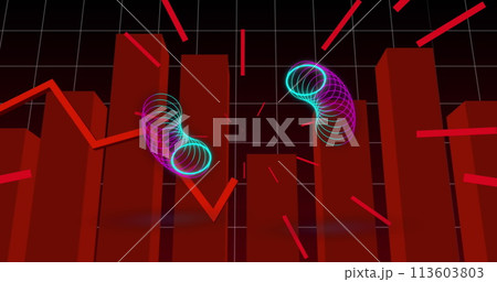 Image of circles over diagram and red lines 113603803
