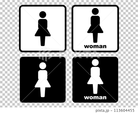 廁所圖示女性黑白 廁所圖示女性黑白 113604455