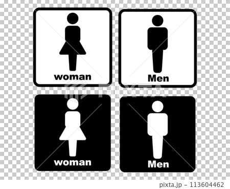 帶有黑色和白色文字的廁所圖標 113604462