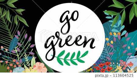 Image of go natural in circle over plants on black background 113604525
