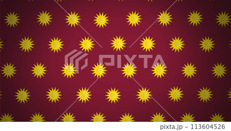 Image of multiple suns moving over red background 113604526