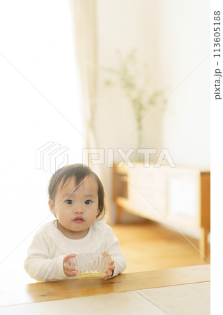 おやつを食べる赤ちゃん 113605188
