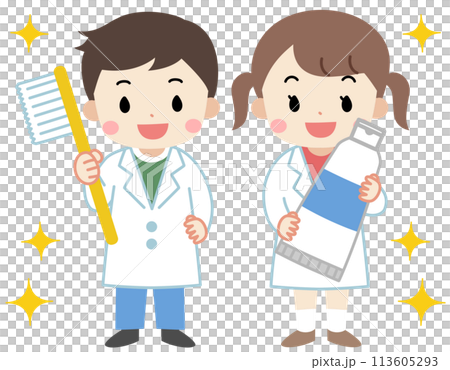 微笑的孩子拿著牙刷的插圖 113605293